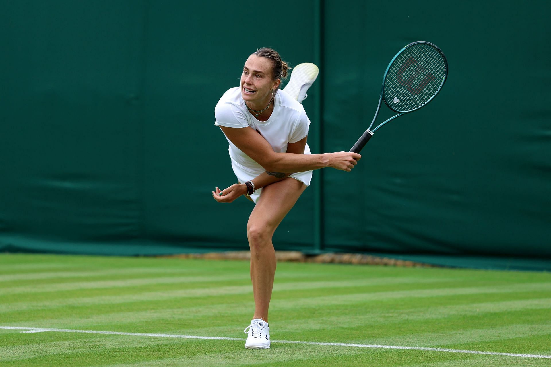 Aryna Sabalenka practicing at Wimbledon (Source: Getty)